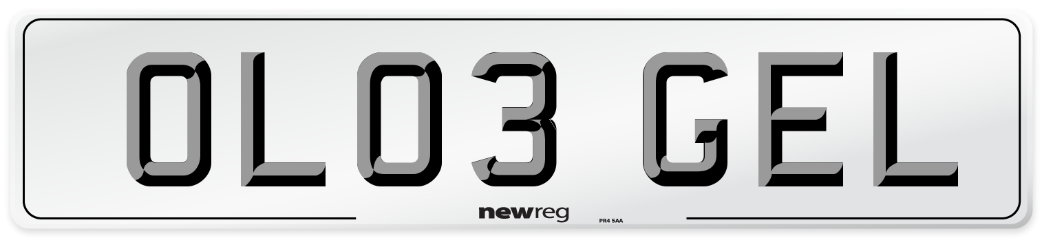 OL03 GEL Number Plate from New Reg